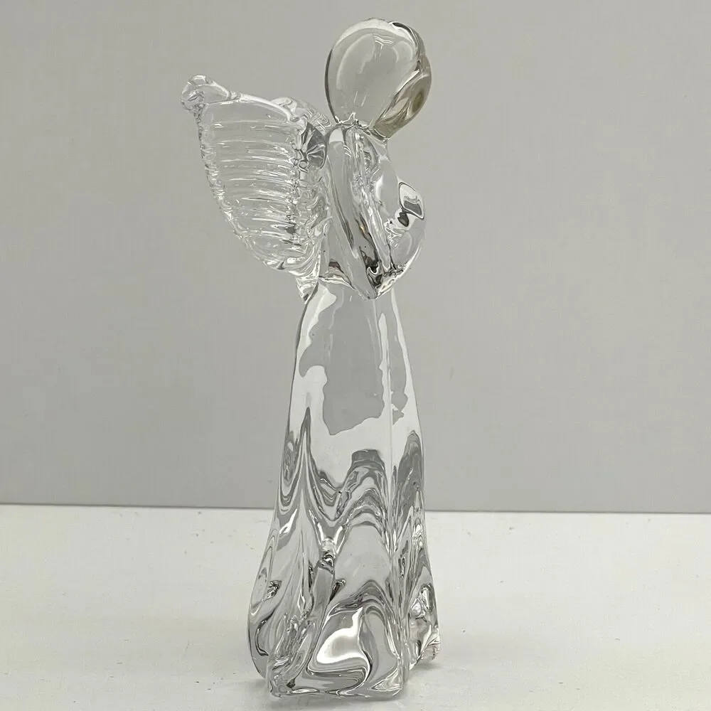 Christmas Nativity Clear Glass Angel Figurine Praying Hands Guardian 6.75 Tall